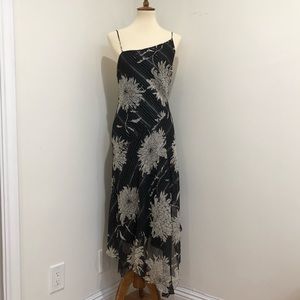 BCBGMaxAzria Silk Asymmetric Floral Dress